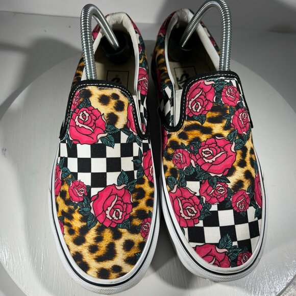 RARE Vans Classic Rose Leopard Animal Print Womens Size 9 Shoes Sneakers Slip-On - Picture 2 of 11